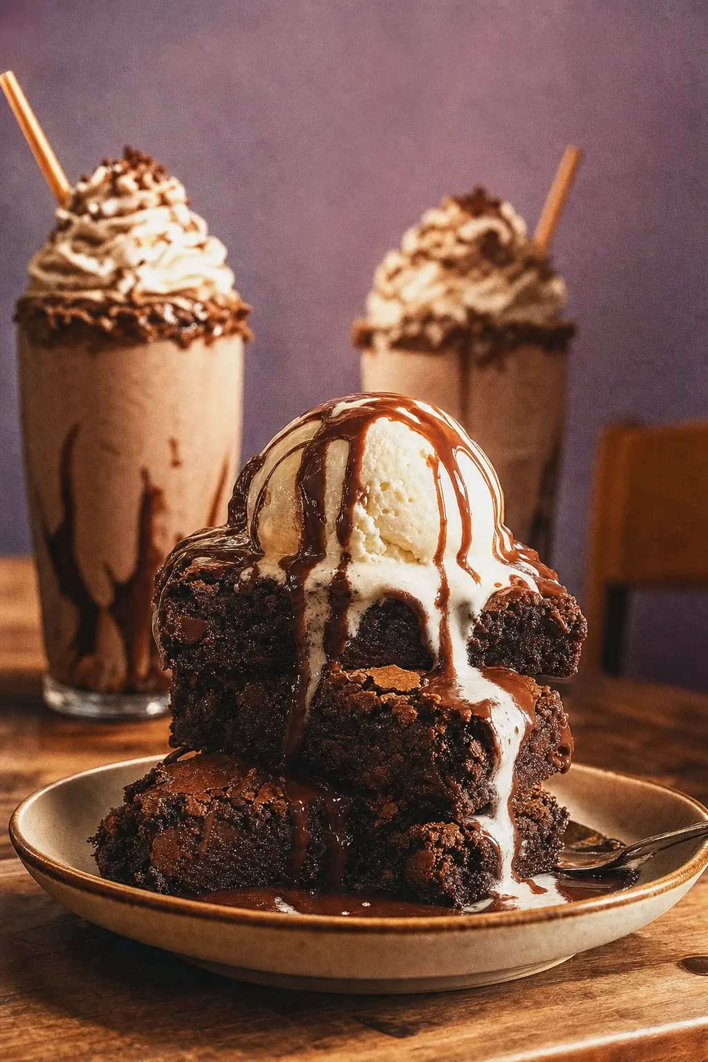 Brownie and thick shakes from the Sweet Win combo at Offcut Café, Putt House Ahmedabad